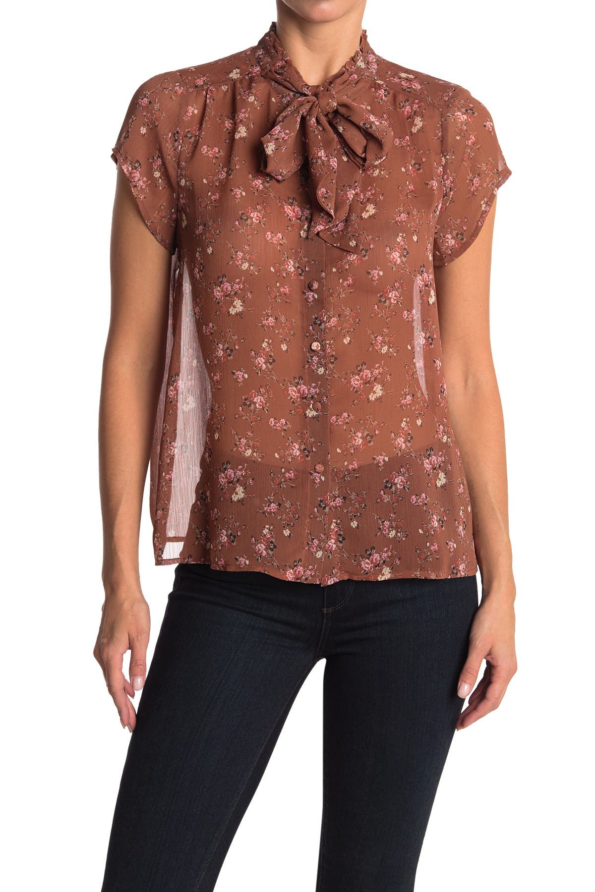 tie neck chiffon blouse