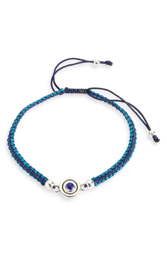 Shop Caputo & Co Reversible Evil Eye Macramé Bracelet In Blue Topaz Lapis