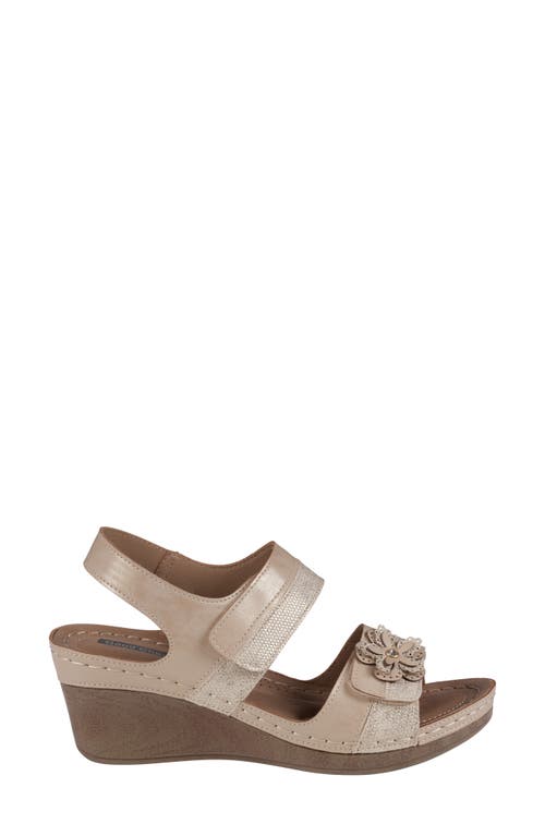Good Choice New York Tulip Ankle Strap Platform Wedge Sandal In Gold