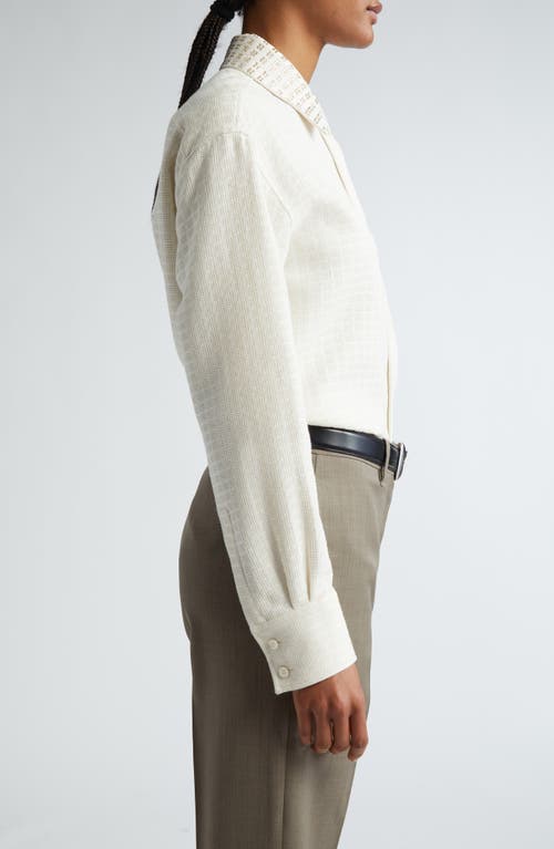 Golden Goose Journey Collection Embellished Collar Jacquard Button-up Shirt In Papyrus