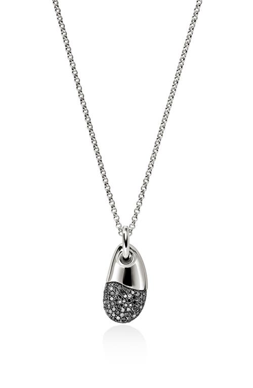 John Hardy Pebble Duo Necklace, Sterling Silver, Black Sand Diamond Pavé in Silver/Black 