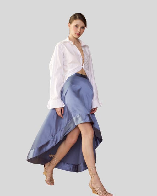 Cynthia Rowley High-low A-line Satin Maxi Skirt In Gray