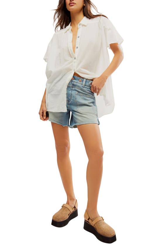 Shop Free People Palmer Cuffed Denim Shorts In La La Land