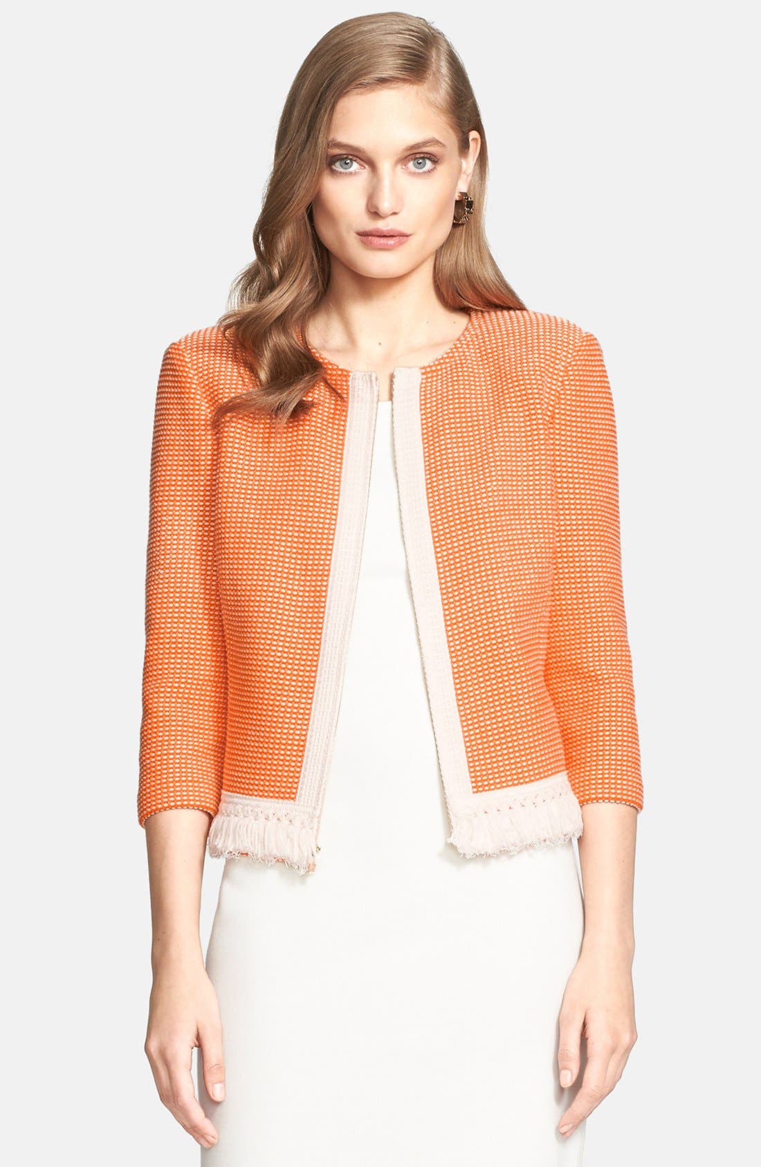 St. John Collection Dash Knit Jacket with Fringe Hem Nordstrom