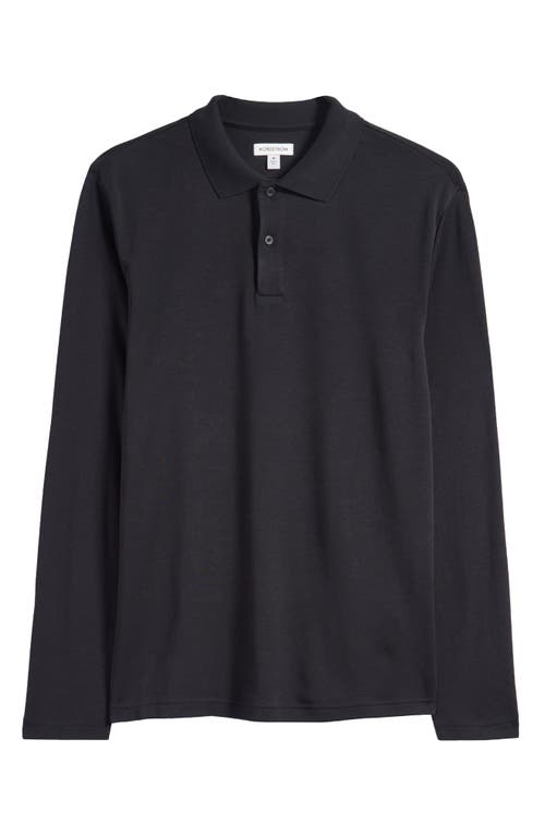 Shop Nordstrom Pima Cotton Long Sleeve Polo In Black