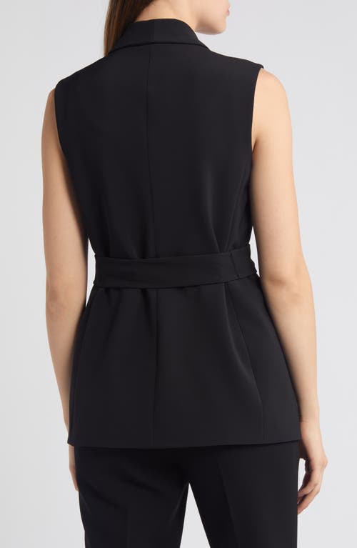 Shop Anne Klein Shawl Collar Belted Vest In Anne Black