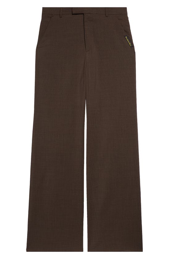 Shop Martine Rose Gender Inclusive Tailored Extended Wide Leg Wool Trousers In Brown Houndstooth