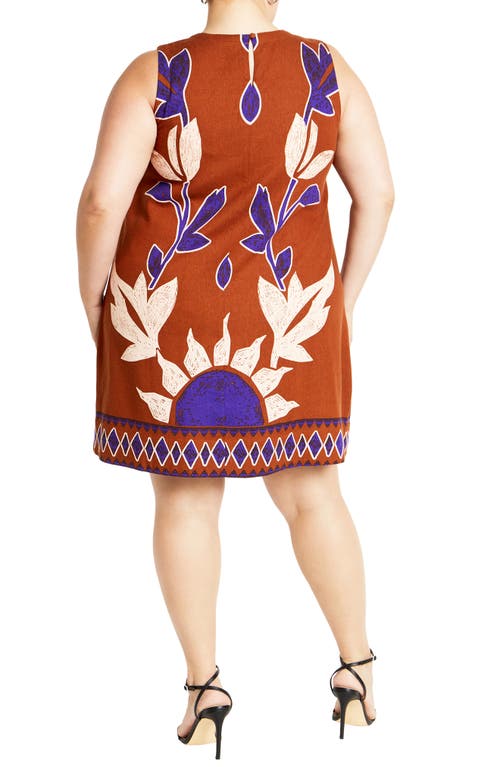 Shop City Chic Nala Botanical Print Sleeveless Shift Dress In Naxos Placement