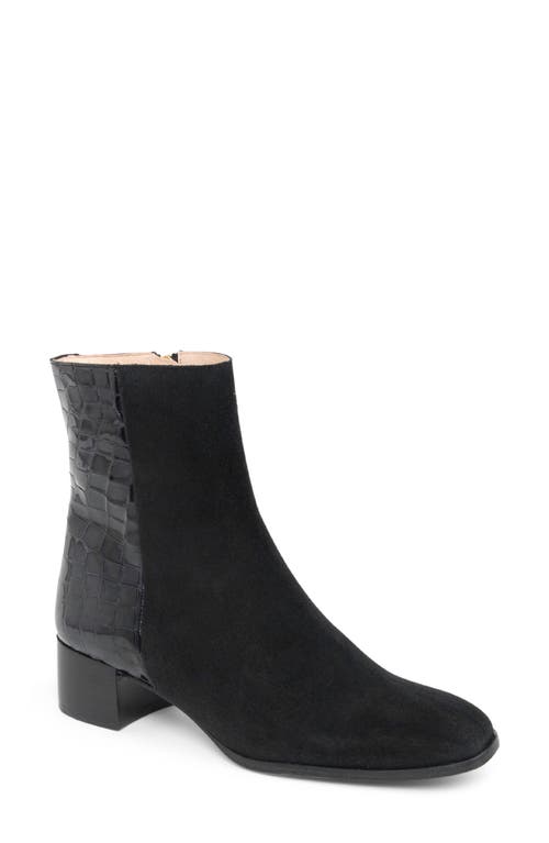 patricia green Dylan Croc Embossed Bootie in Black 