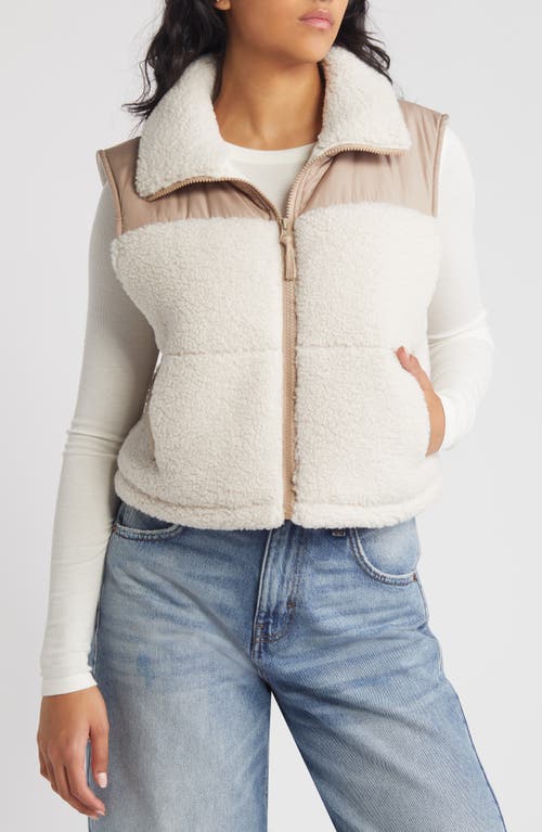 Shop Thread & Supply Fleece Lined Puffer Vest In Cream Brown Combo