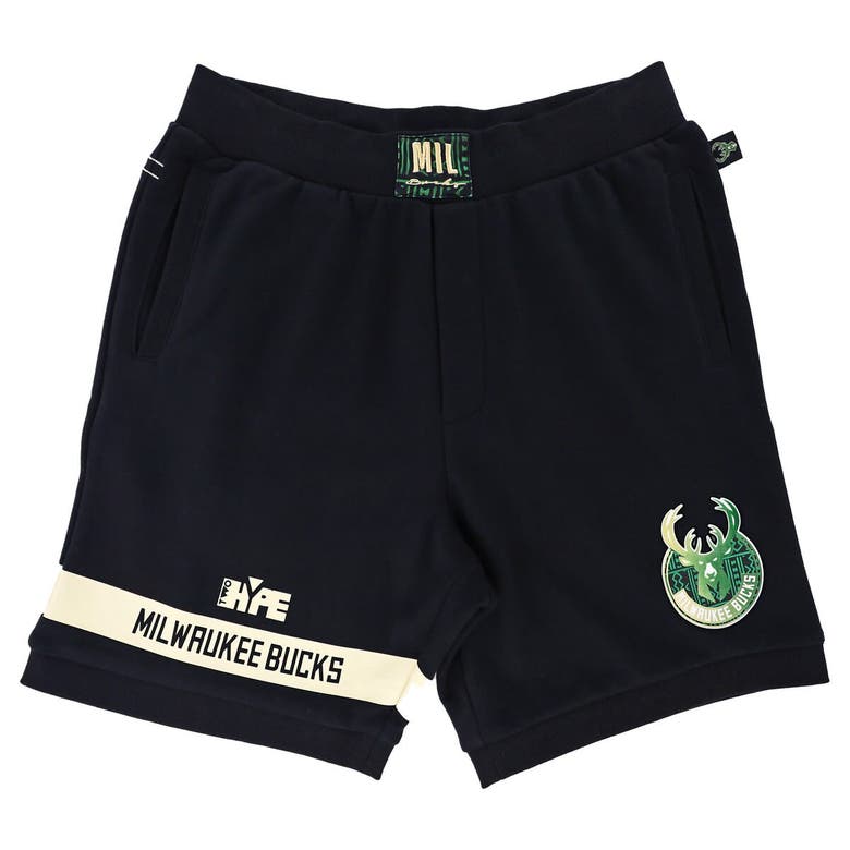 Shop Two Hype Unisex Nba X   Black Milwaukee Bucks Culture & Hoops Premium Classic Fleece Shorts