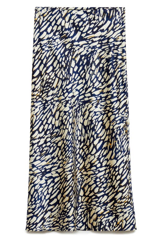 Shop Mango Print Satin Midi Skirt In Blue