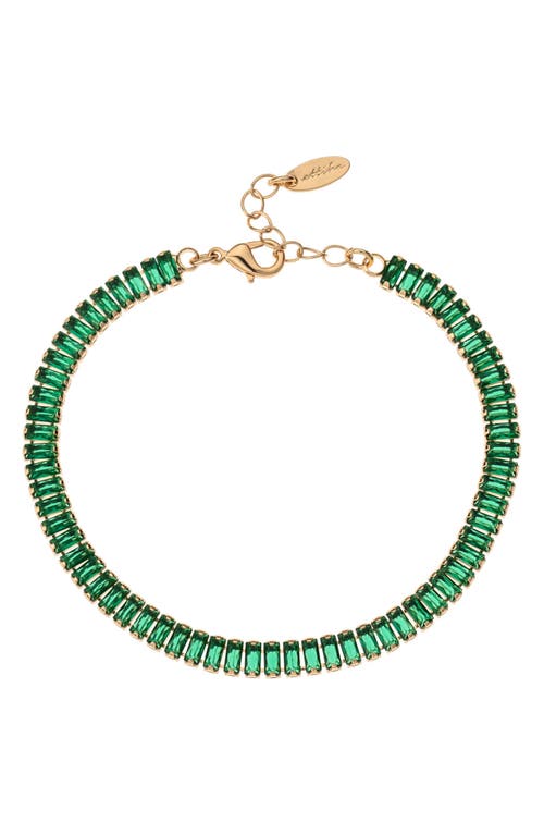 Crystal Baguette Chain Anklet in Green