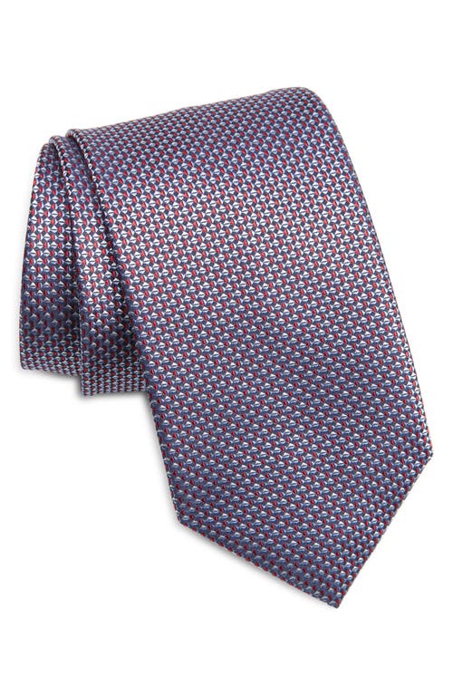 Brioni Geometric Pattern Silk Tie in Blue/Red 