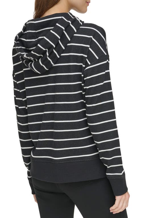 Shop Andrew Marc Sport French Terry Hoodie In Black/white