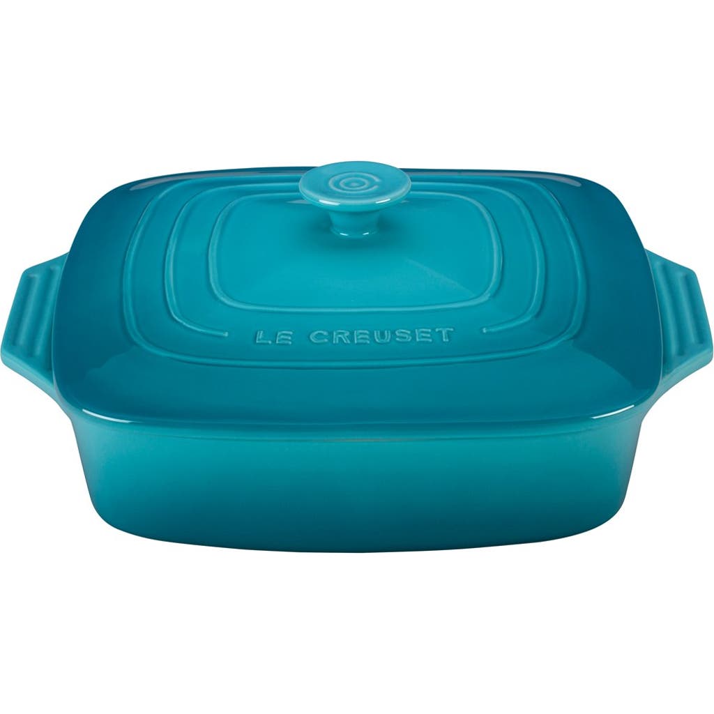 Le Creuset 2 3/4 Quart Covered Square Stoneware Casserole In Caribbean