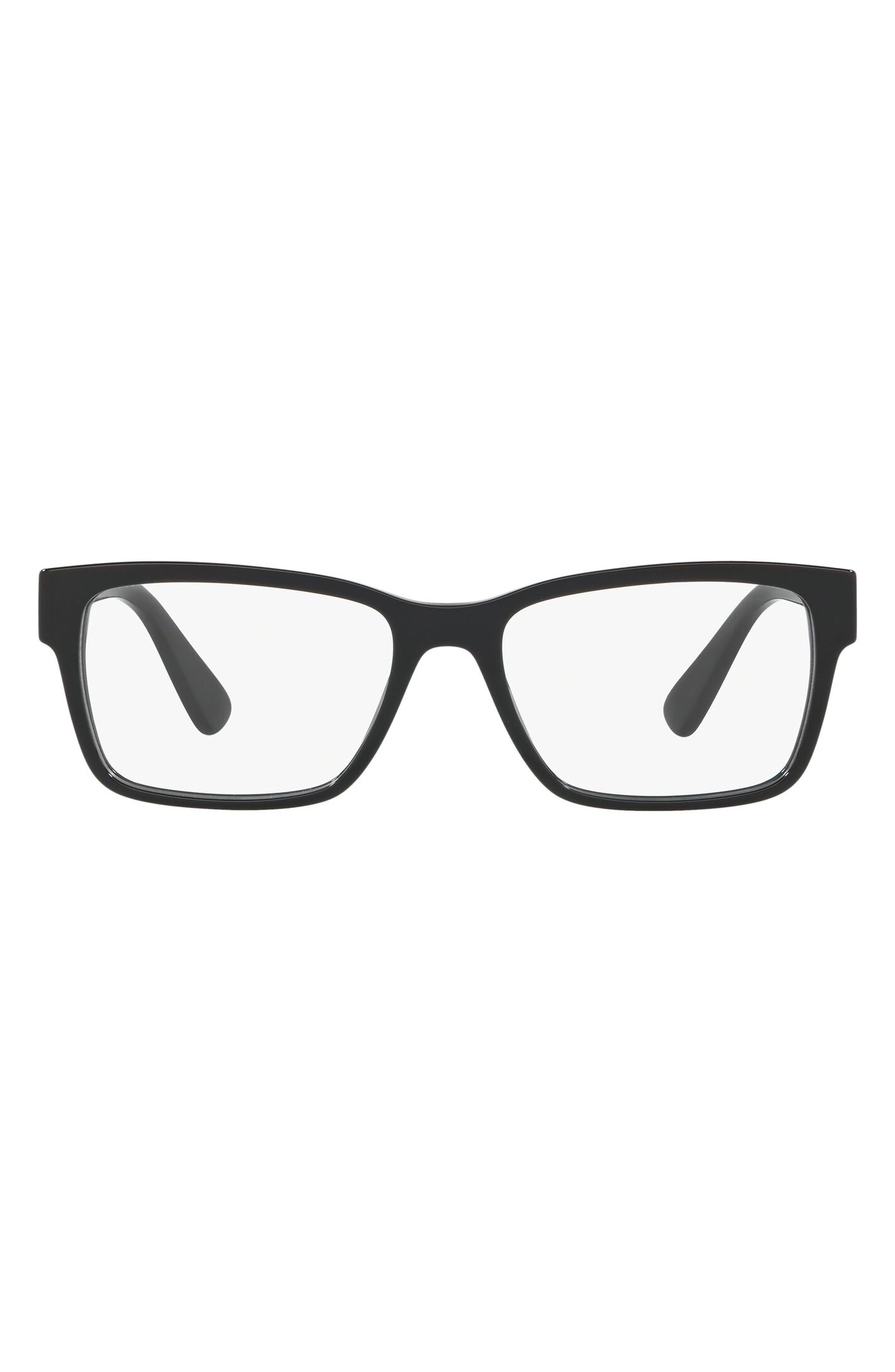 Prada 55mm Rectangle Optical Glasses in Black at Nordstrom