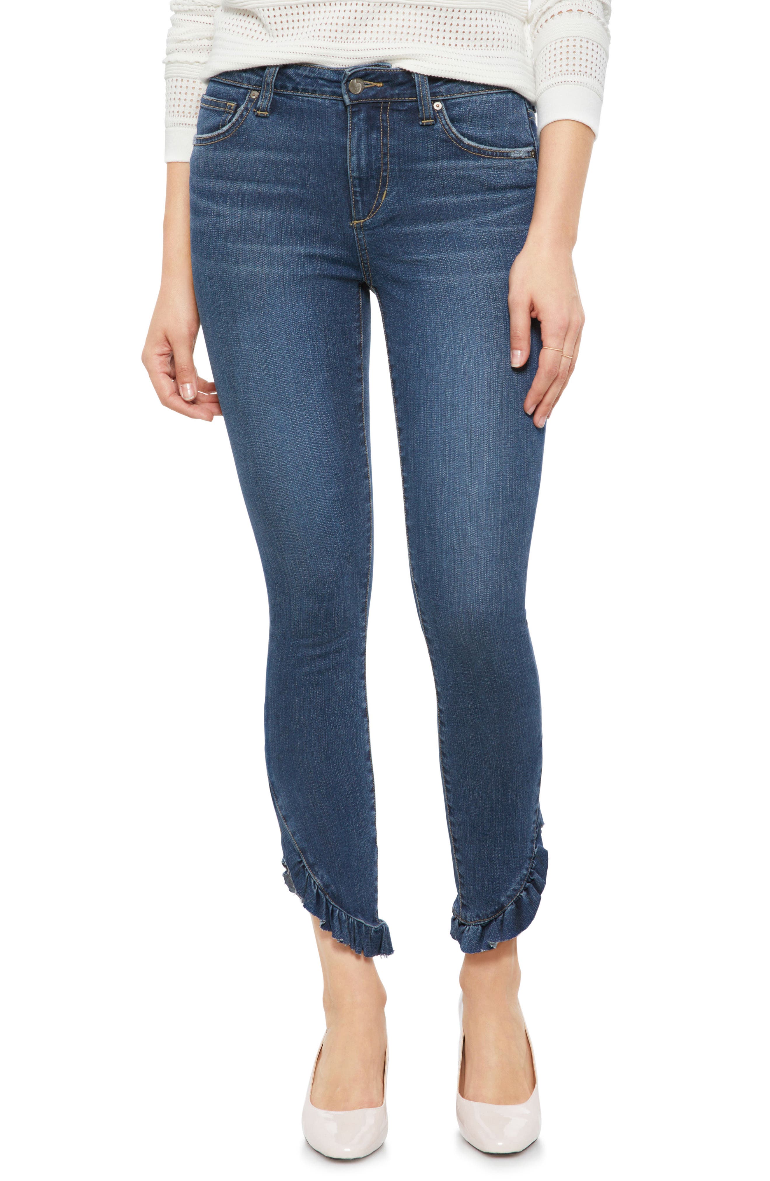 jeans with ruffle hem