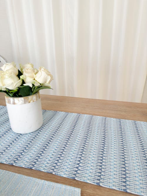 Anaya Summer Twist Indoor Outdoor Table Runner In Blue