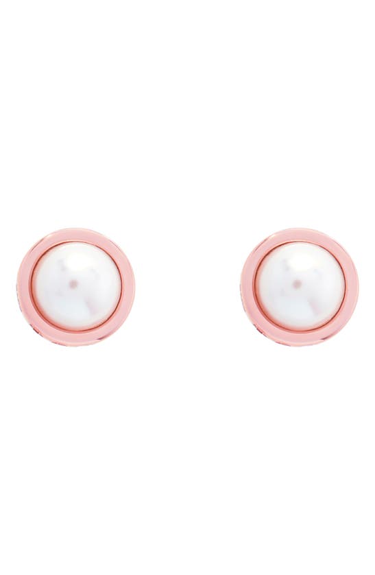 Ted Baker Sinaa Crystal Stud Earrings In Pearl/ Rose Gold