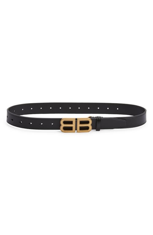 Balenciaga Hourglass Logo Buckle Leather Belt in Black at Nordstrom, Size 85