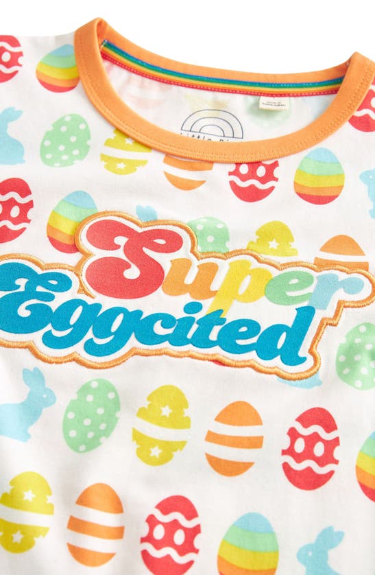 Shop Little Bird Kids' Super Eggcited Cotton Graphic T-shirt In White Multi