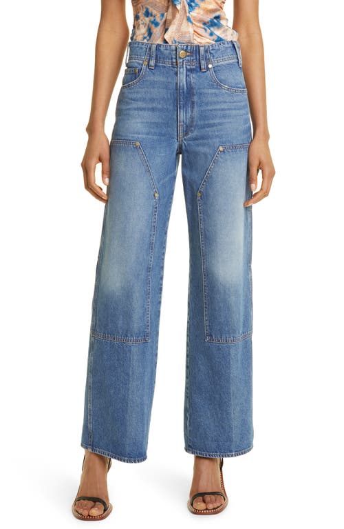 Ulla Johnson The Olympia Wide Leg Carpenter Jeans in Danube Medium Indigo Wash