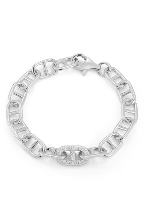 Shop Chloe & Madison Chloe And Madison Pavé Cubic Zirconia Mariner Chain Bracelet In Silver