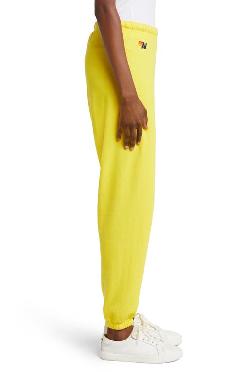 Aviator Nation Stripe Sweatpants In Lemon/yellow Purple