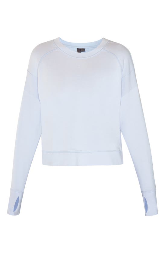 Shop Sweaty Betty After Class Cotton Blend Crop Sweatshirt In Salt Blue