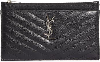 Saint Laurent Black Quilted Monogram Matelasse Leather Zip-Around Wallet 49YS37S