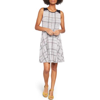 Plus Size Modcloth Windowpane Plaid A-Line Dress, Blue
