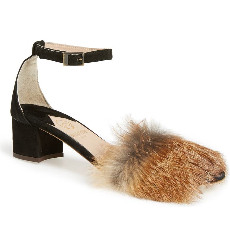 Brother Vellies 'Dhara' Genuine Fox Fur Ankle Strap Sandal (Women ...