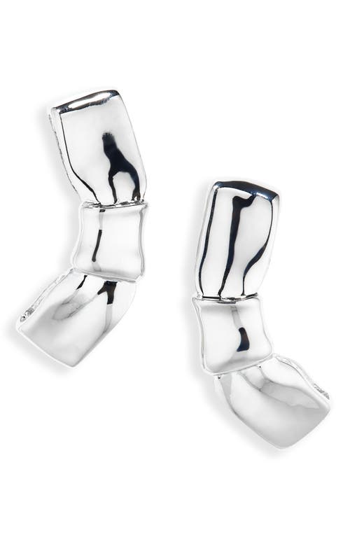 Shop Open Edit Curved Bow Stud Earrings In Rhodium