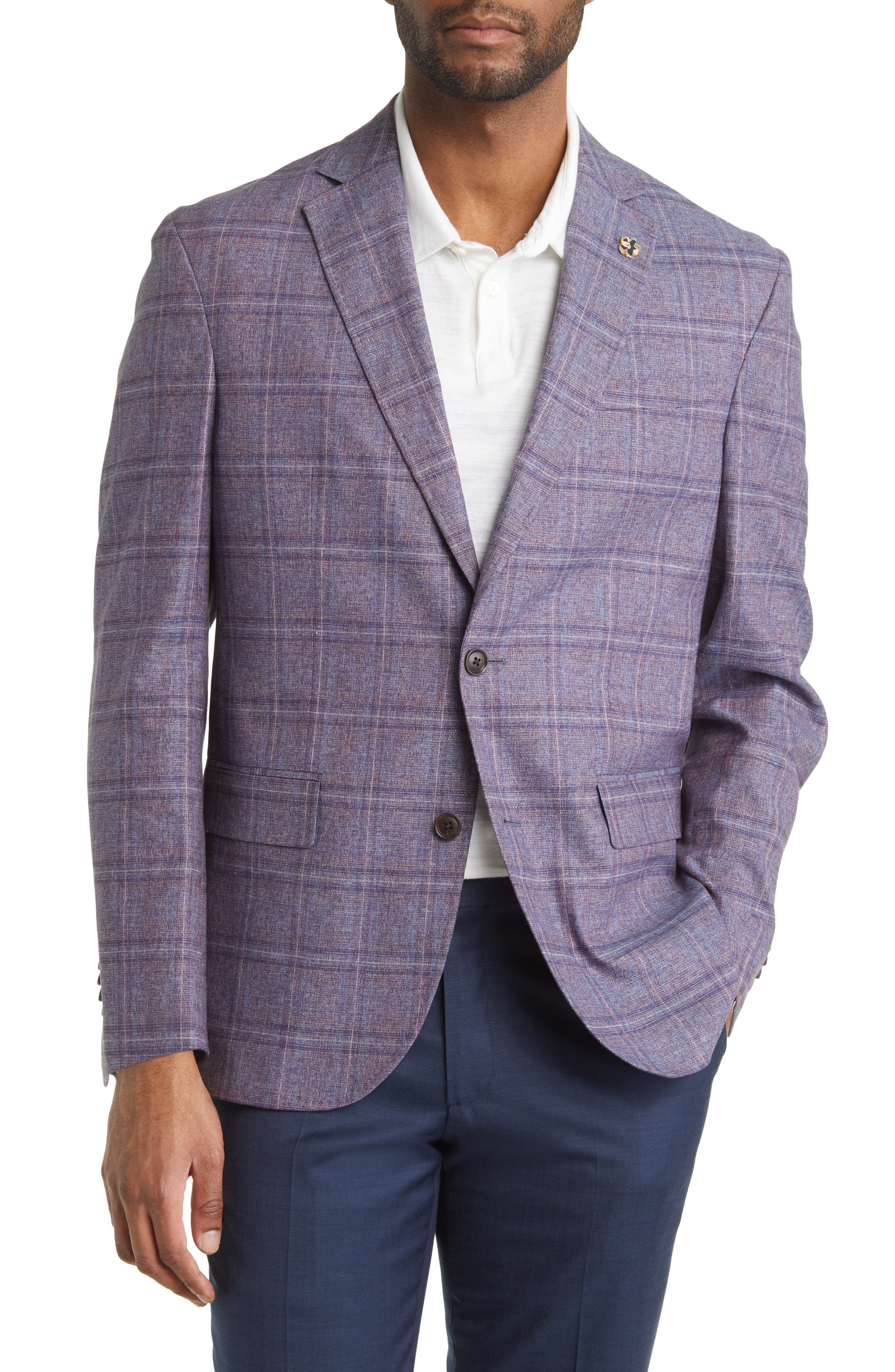 mens purple plaid blazer