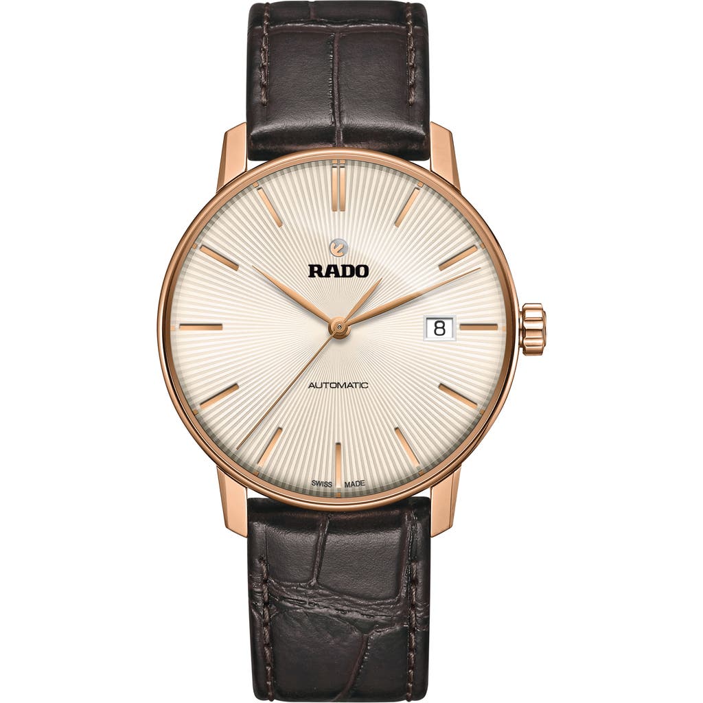 Rado Coupole Classic Automatic Leather Strap Watch, 38mm In Black