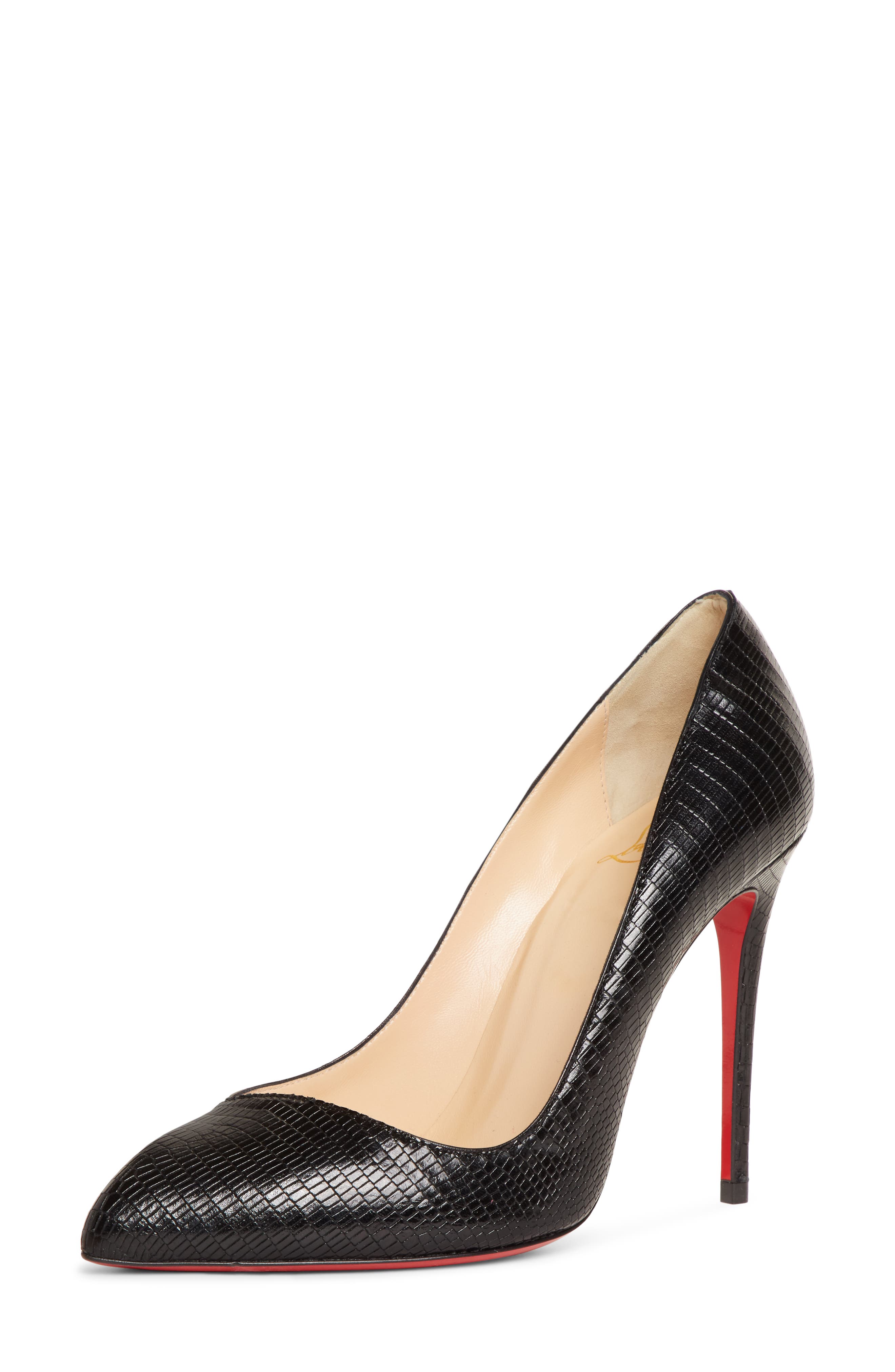 Christian Louboutin Corneille Lizard Embossed Pointy Toe Pump, Black