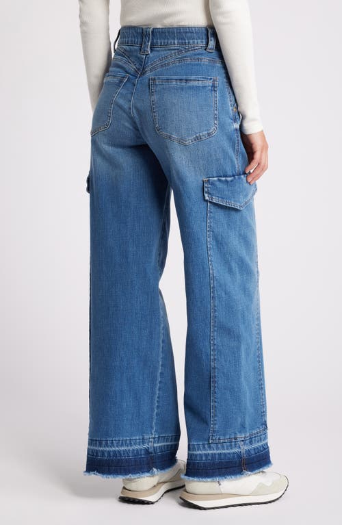 Shop Wit & Wisdom 'ab'solution Skyrise Release Hem Wide Leg Cargo Jeans In Mid Blue