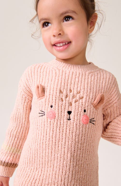 Shop Next Kids' Bear Embroidered Sweater & Leggings Set In Pink