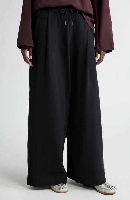 Dries Van Noten Wide Leg Cotton Trouser Sweatpants Black 900 at Nordstrom,