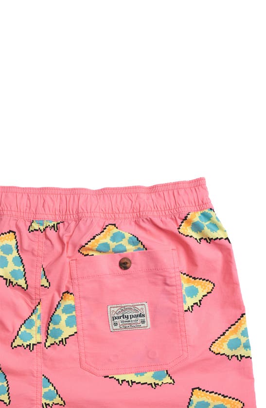 Party Pants Pixel Pizza Swim Trunks In Pink