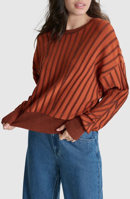 Shop Dkny Transfer Stitch Sweater In Russet/black