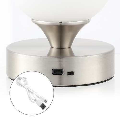 Jonathan Y Owen Bohemian Farmhouse Iron Rechargeable Integrated Portable Led Table Lamp In Nickel