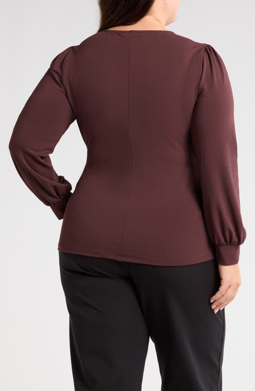 Universal Standard Balloon Sleeve Faux Wrap Crepe Jersey Top In Brulee