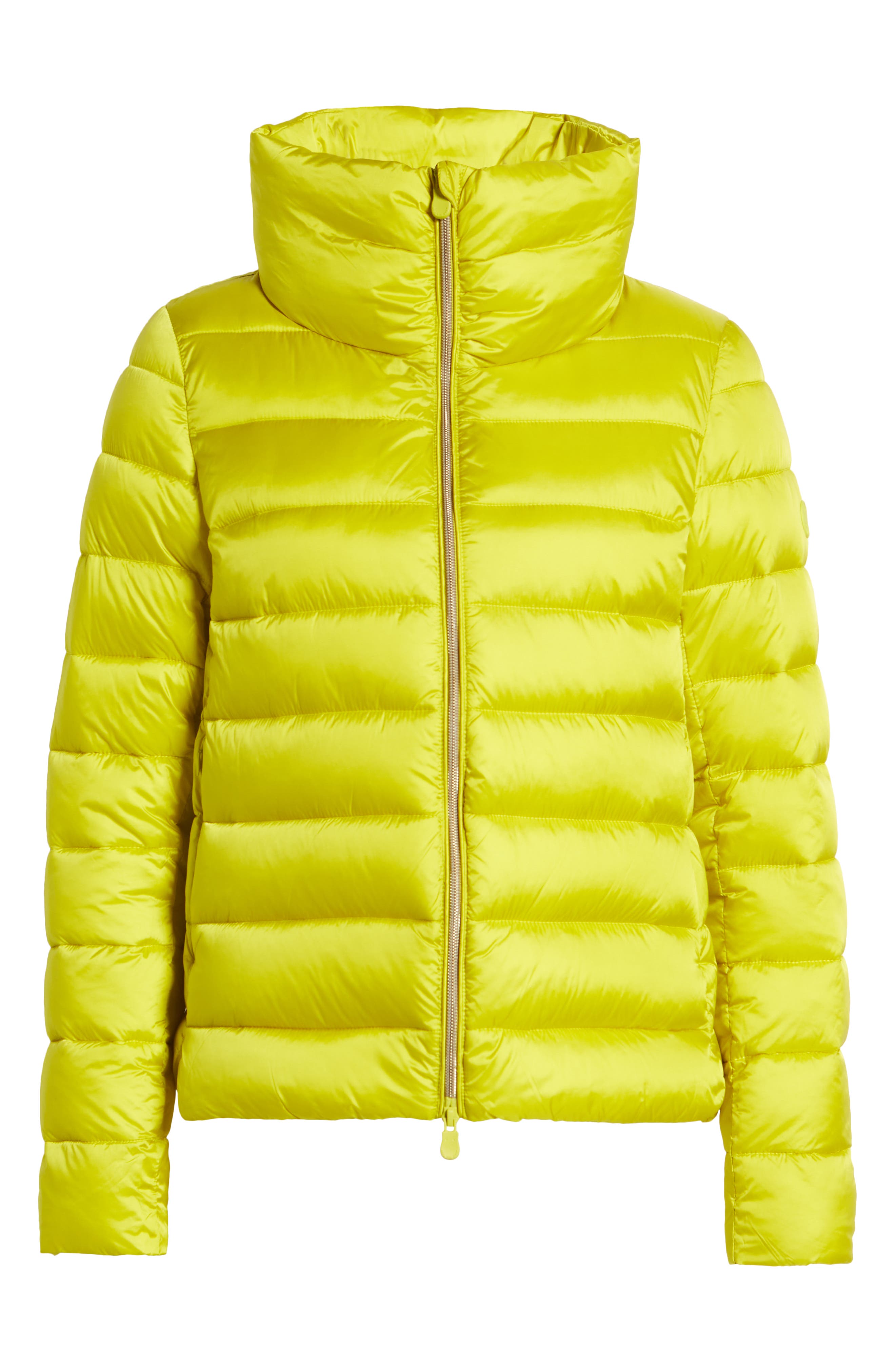 yellow long puffer coat