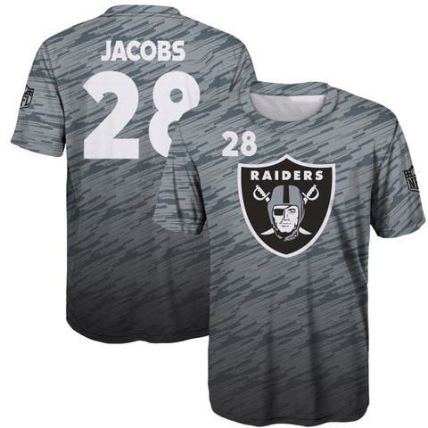 Youth Josh Jacobs Gray Las Vegas Raiders Mainliner Player Name & Number T- Shirt