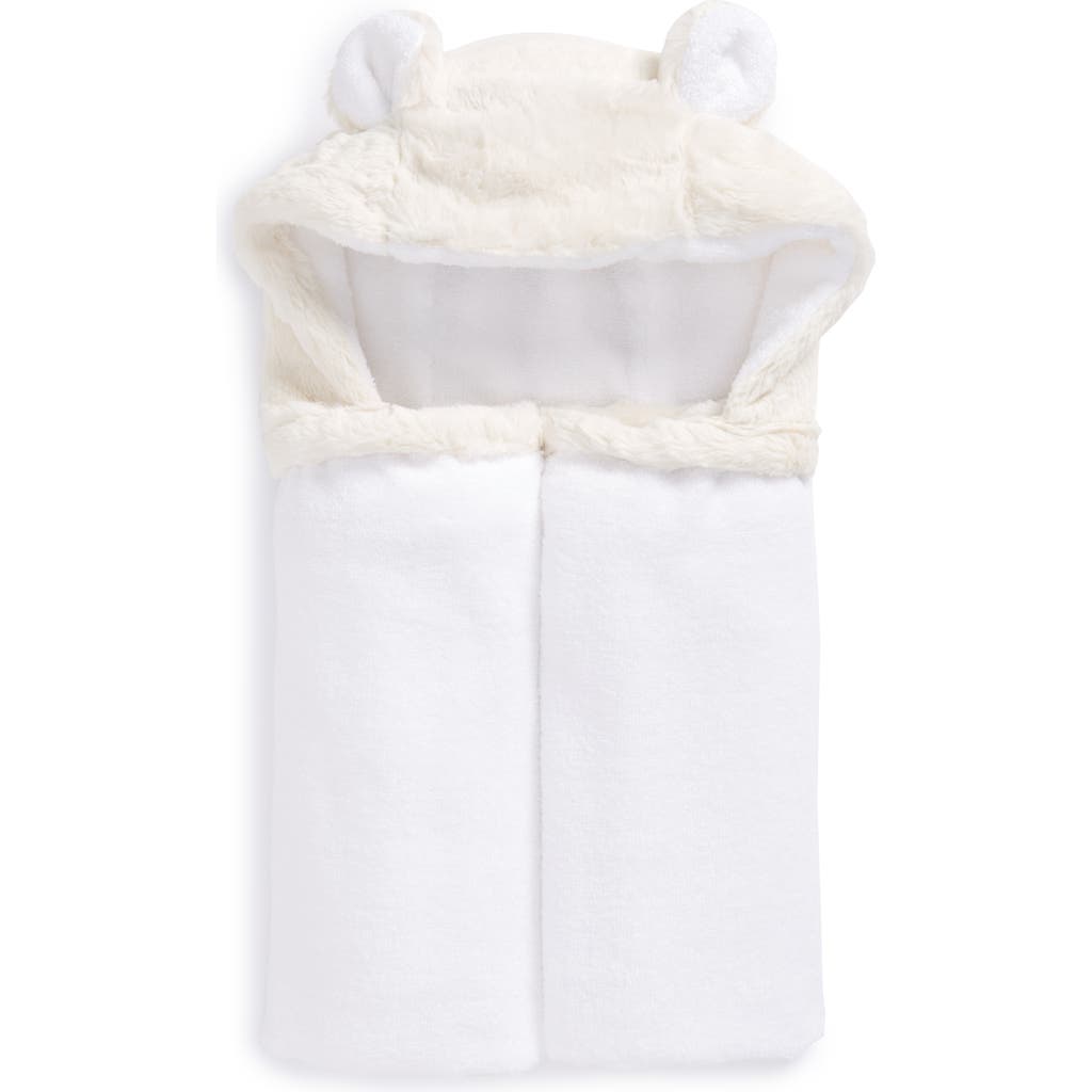 Little Giraffe Luxe Faux Fur Hooded Towel In White