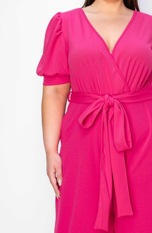 Shop L I V D Iris Belted Wide Leg Jumpsuit In Neon Pink