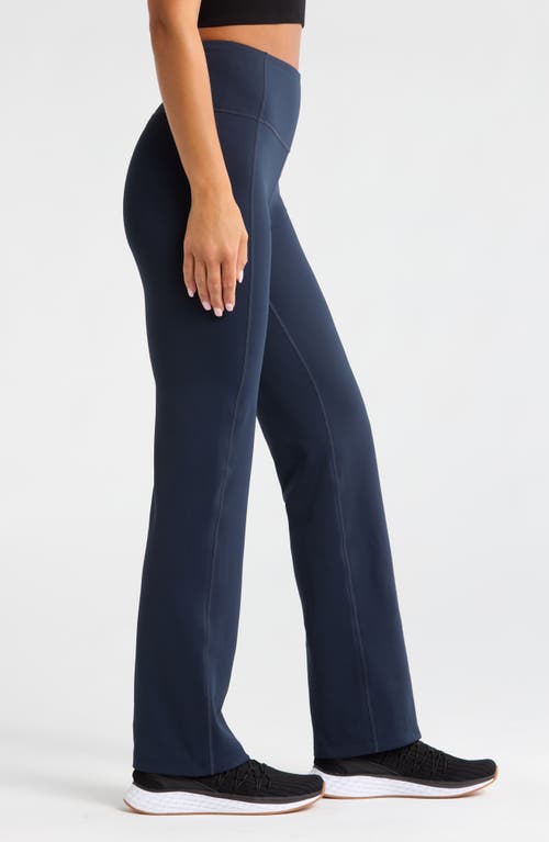 Shop Zella Fleece Lined Straight Leg Pants In Navy Sapphire