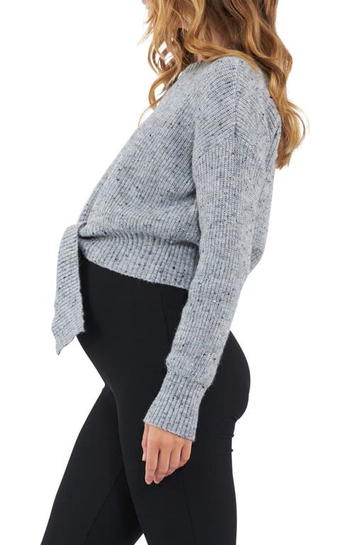 Shop Ripe Maternity Bonnie Tie Front Maternity/nursing Sweater In Grey Marle